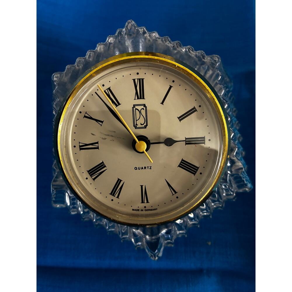 Vintage Paul Sebastian PS Clear Quartz Bavarian Hexagon Desk Clock